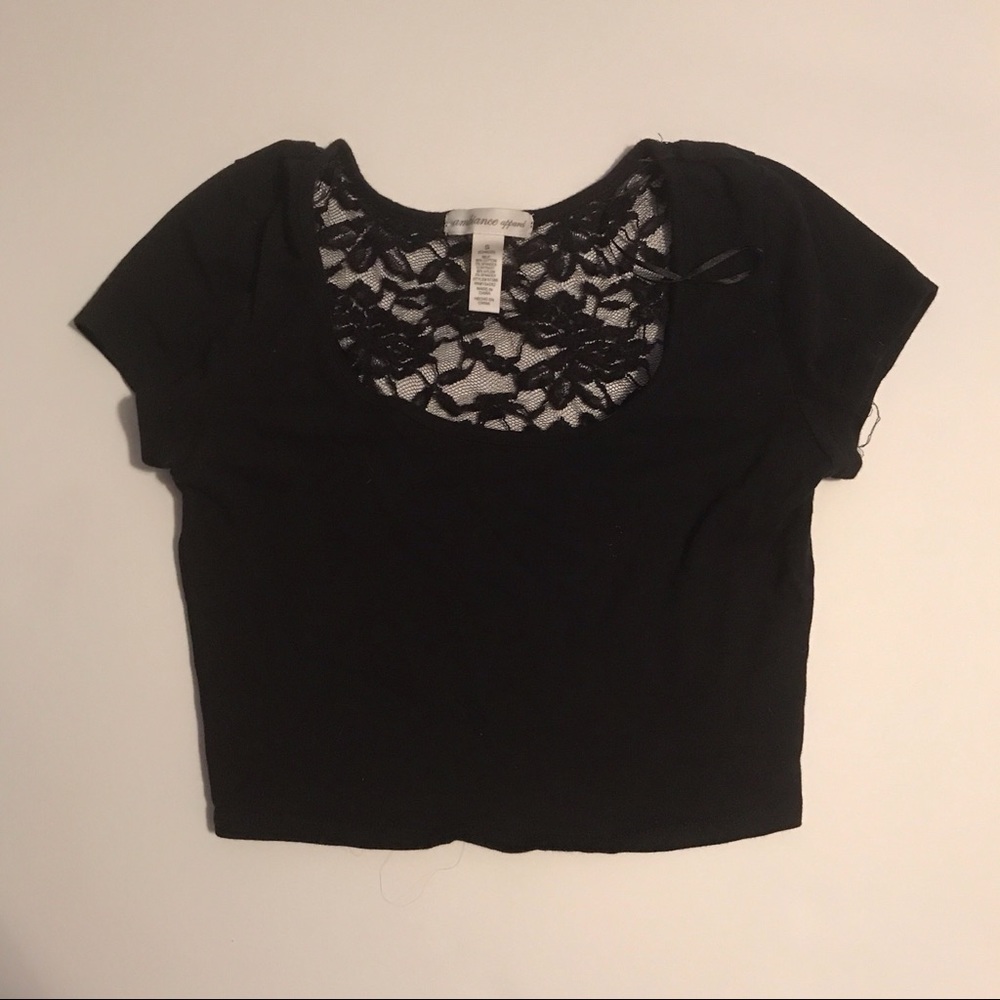 Black crop top with lace back, size Small.